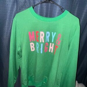 Amazon Green Holiday Sweatshirt with Colorful Print